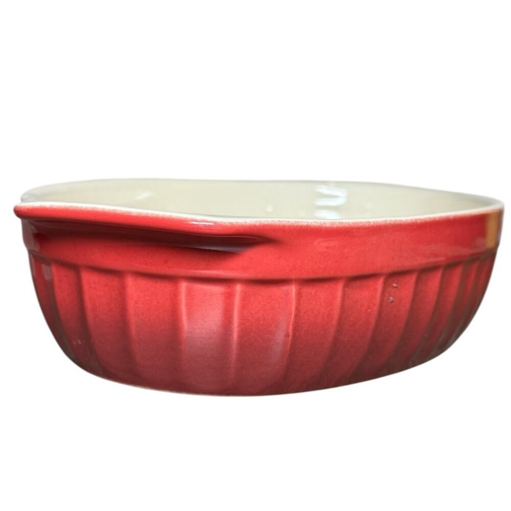 Cerutil Stoneware Gres Culinaire Casserole Dish Red Oval Baking Portugal 7x11.5"